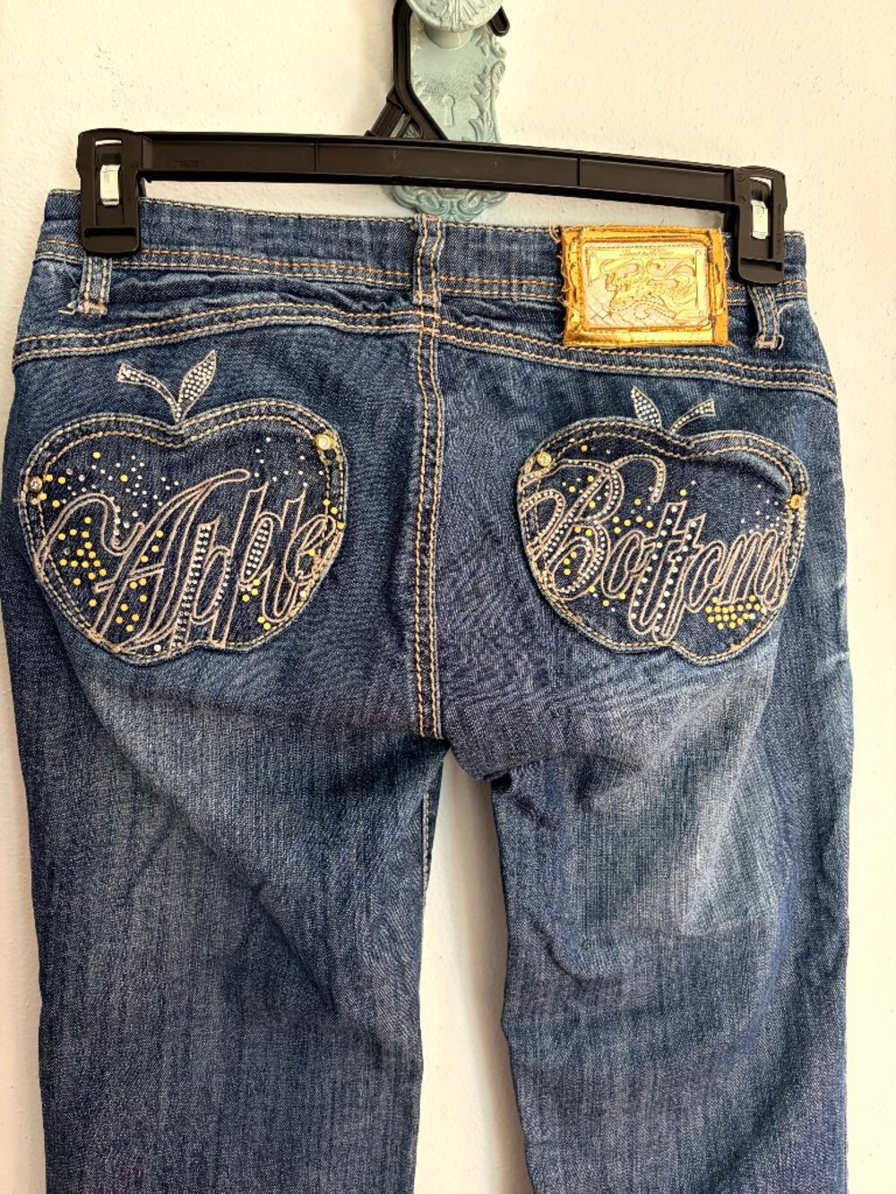 Vtg Apple Bottoms Jeans Womens 7/8 Straight Low Rise Y2K Embroidered Nelly READ